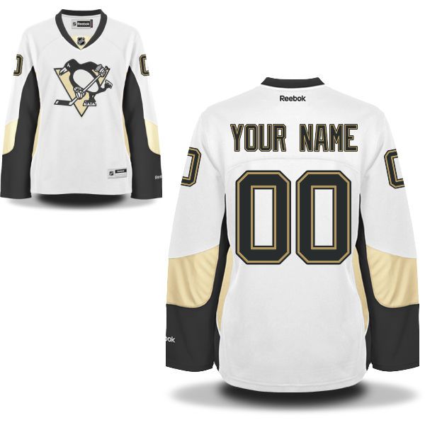 Women Pittsburgh Penguins Reebok White Premier Away Custom NHL Jersey
